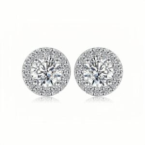 Round Halo Ear Studs