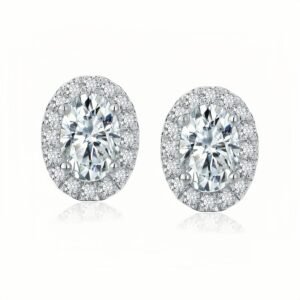Oval Halo Ear Studs.