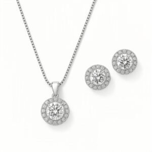 Round Halo Pendant Set.